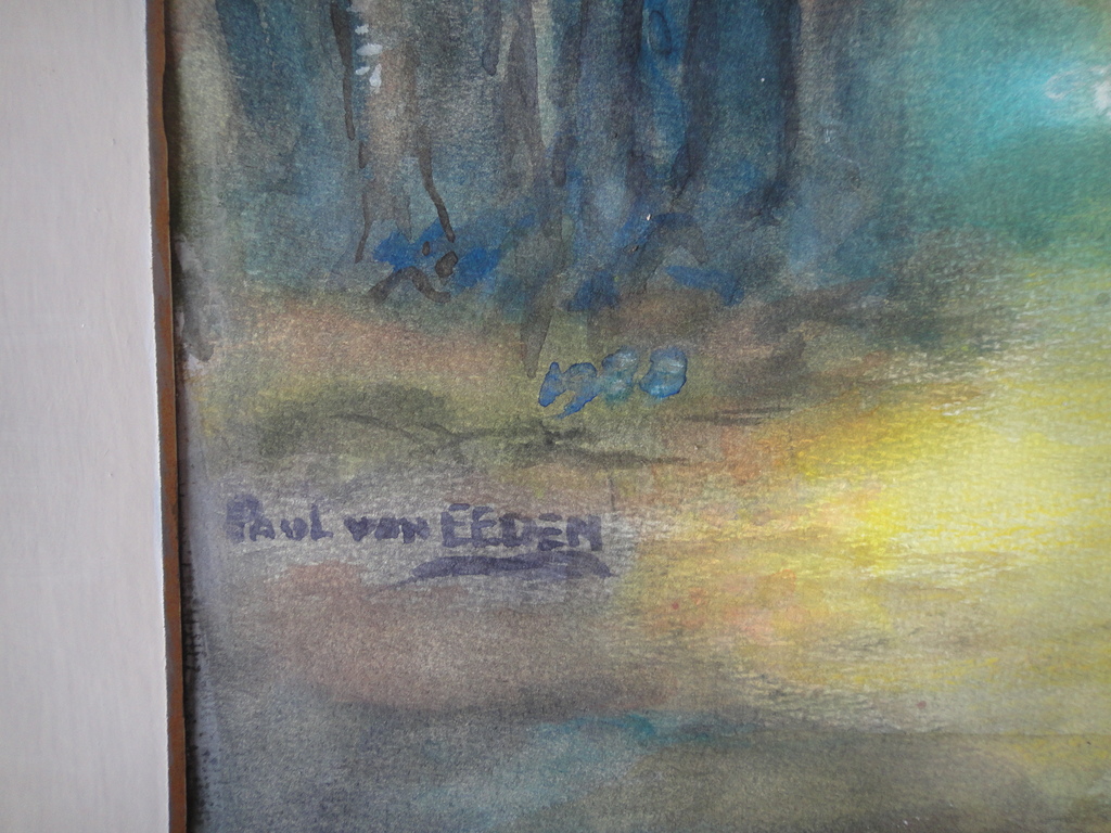 Paul van Eeden, aquarel, 'een stille tuin' kopen? Bied vanaf 75!