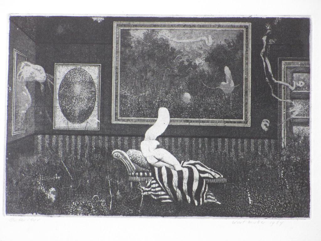 Wout Muller, Ets 1967, Interieur verkocht voor € 120!