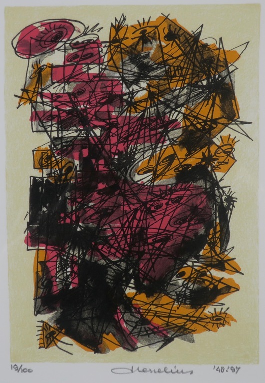 Henk Hesselius: Litho, Experimenteel universum IV - Ingelijst kopen? Bied vanaf 35!