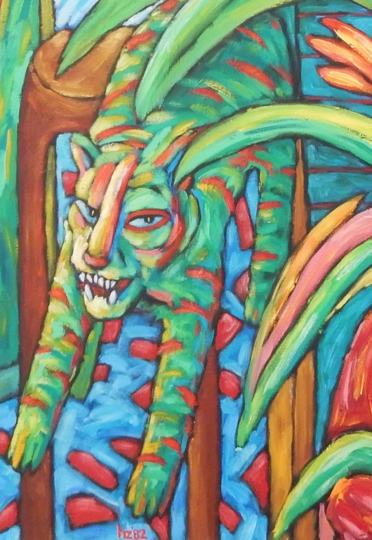 Hans Zweverink (1950) | Olieverf op doek 1982 | Vrouw met kat - (Zeer groot!) kopen? Bied vanaf 1!