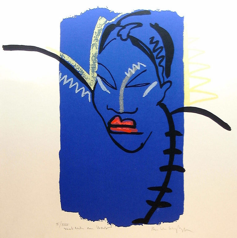 André van Schuylenbergh - Gezicht in blauw - gesigneerde zeefdruk - 1987 kopen? Bied vanaf 30!