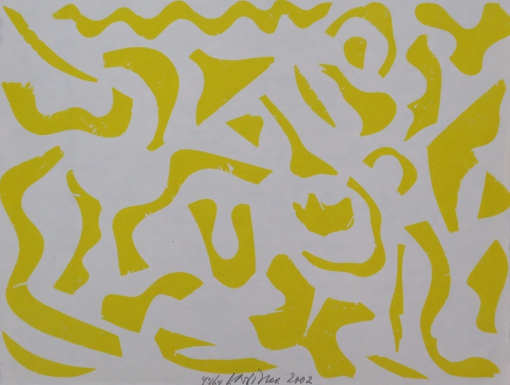 Carel Visser: Houtsnede op rijstpapier, Z.T. (geel) kopen? Bied vanaf 80!