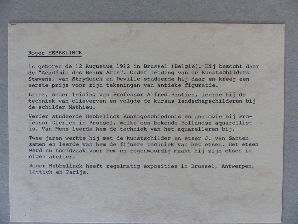 Originele ets van Roger Hebbelinck, incl. echtheidscertificaat kopen? Bied vanaf 25!