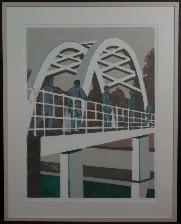 Hans Ebeling Koning: Zeefdruk, Brug R. -Ingelijst verkocht voor € 35!