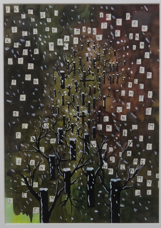 Flop Vinken: Aquarel, Z.T. - Ingelijst verkocht voor € 51!