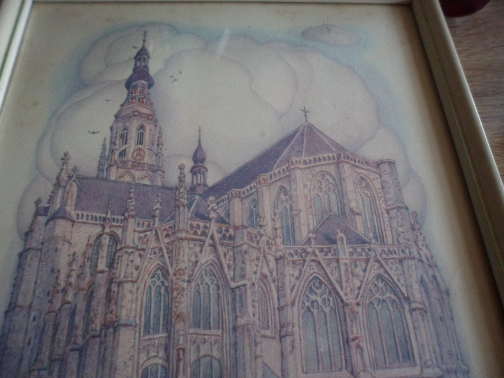 Jan Strube druk van de grote kerk in Breda,hand gesigneerd. kopen? Bied vanaf 20!