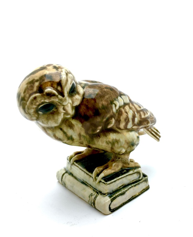 Eduard Klablena - beeldje van een uil op boeken - Gemerkt met monogram ca. 1930 kopen? Bied vanaf 1!