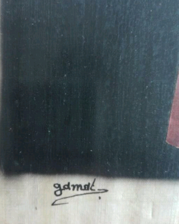 Abstract kunstwerk op papyrus gesigneerd l.o  Gamat,  zonder titel kopen? Bied vanaf 1!