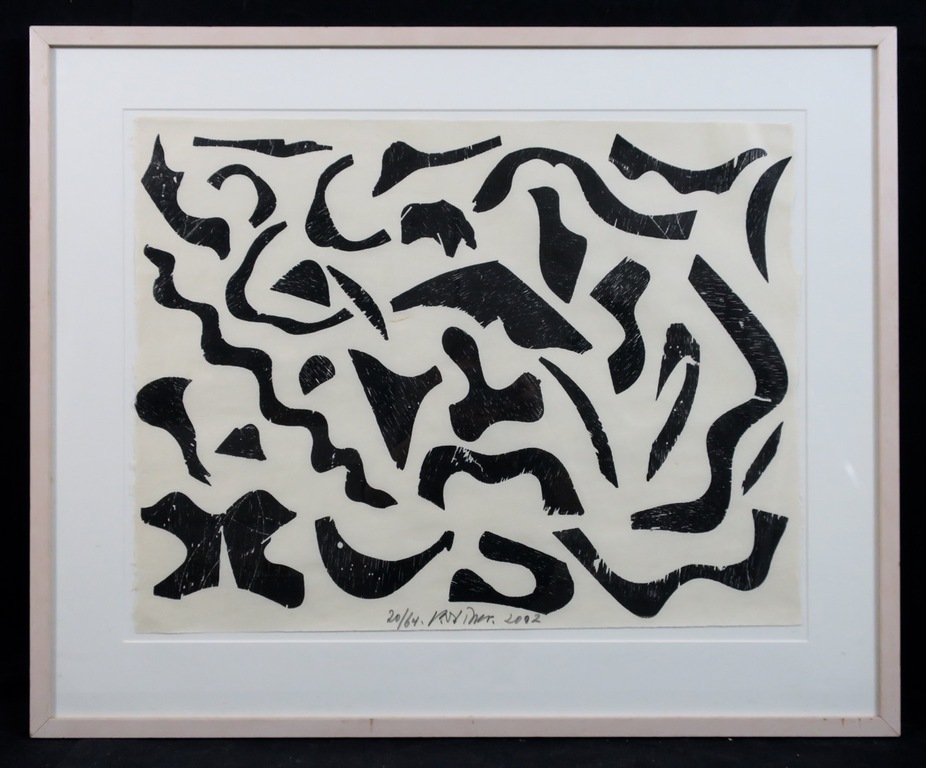 Carel visser: Zeefdruk, Zonder titel (Zwart) - Ingelijst verkocht voor € 100!