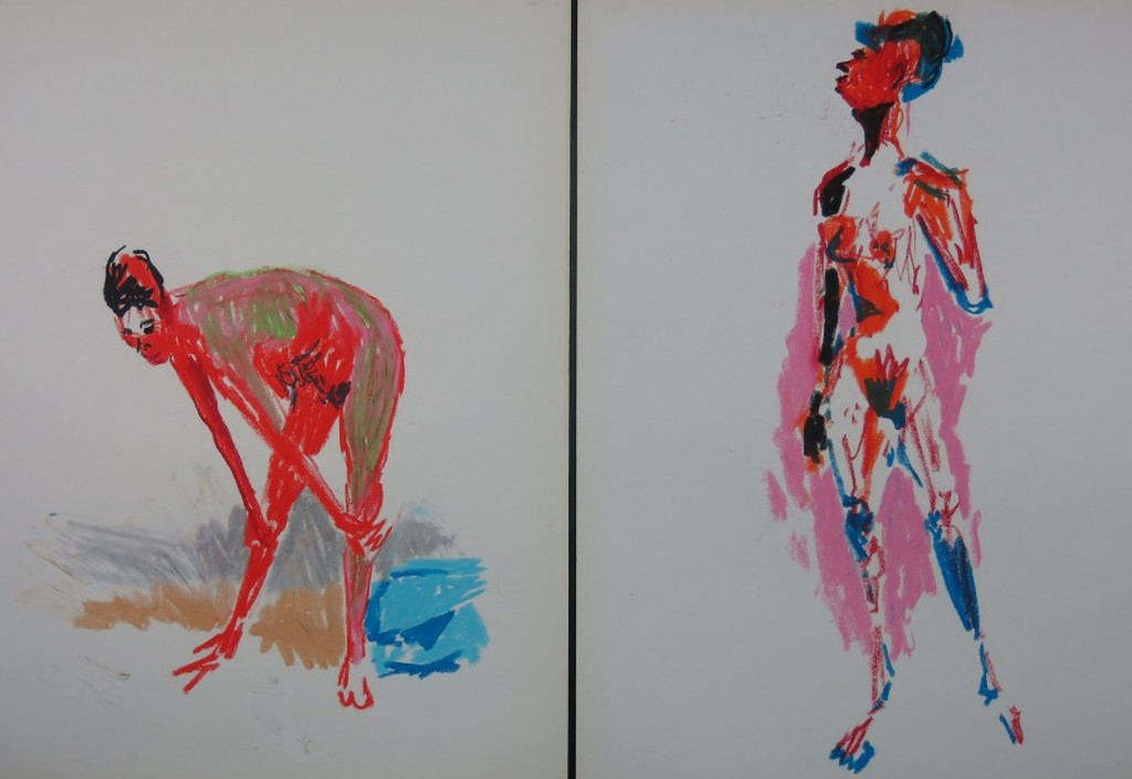 Juul Neumann: 2x Krijttekening, Naaktportretten kopen? Bied vanaf 1!