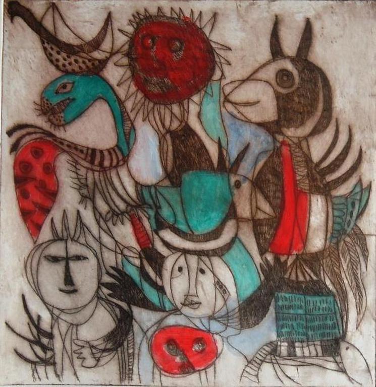 Jan Cobbaert: cobrafiguren, ets met de hand ingekleurd kopen? Bied vanaf 265!