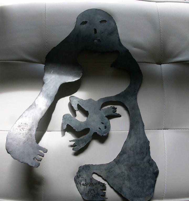 Menashe Kadishman - Mother and child - metalen sculptuur kopen? Bied vanaf 650!