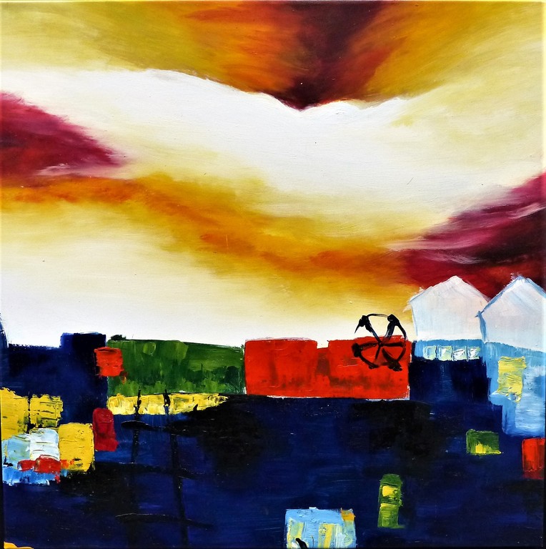 Han Teng, Olieverf op linnen, handgesigneerd,orgineel verkocht voor € 75!