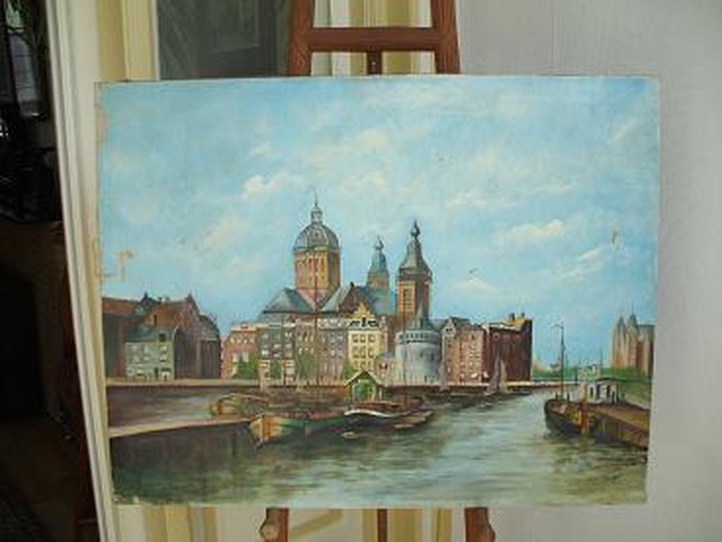 Stadsgezicht Amsterdam St. Nicolaaskerk kopen? Bied vanaf 50!