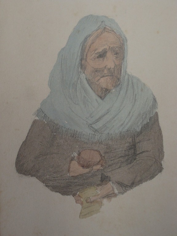 H.W.Mesdag 1831-1915 aquarel - oude vrouw - ongesigneerd - omstreeks 1880/1900 kopen? Bied vanaf 1!