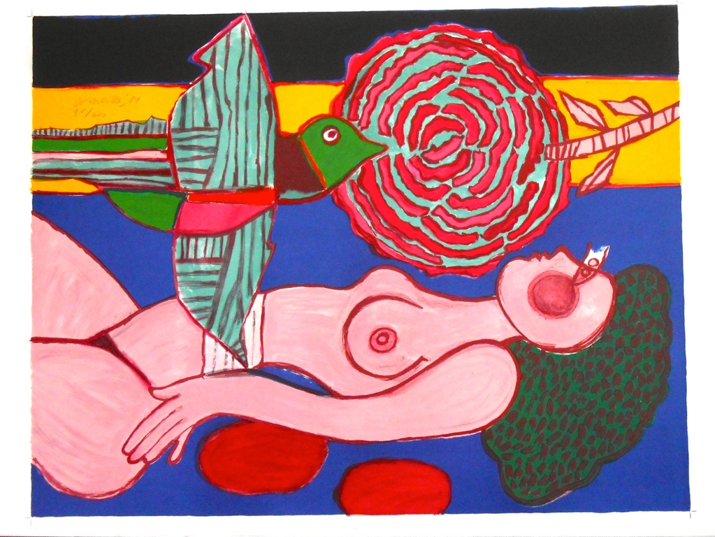 Corneille, mooie litho Nu a la Rose uit 1981 verkocht voor € 190!