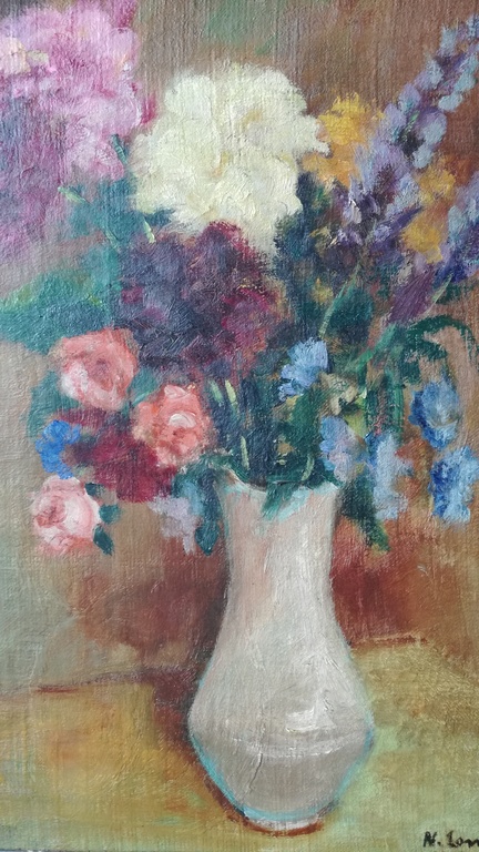 Noëlla Lammers ( 1915-1990) - olieverf op doek - Stilleven met bloemen kopen? Bied vanaf 25!