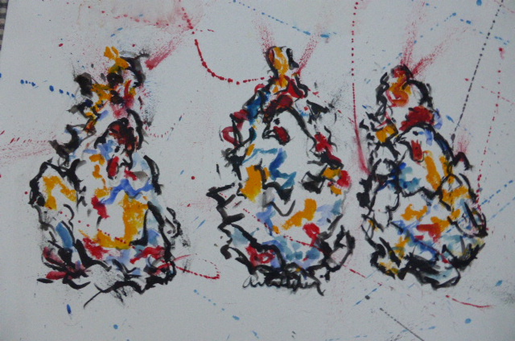 Anton Heyboer mooie  gouache/aquarel ,groot 73 bij 50 cm. verkocht voor € 280!