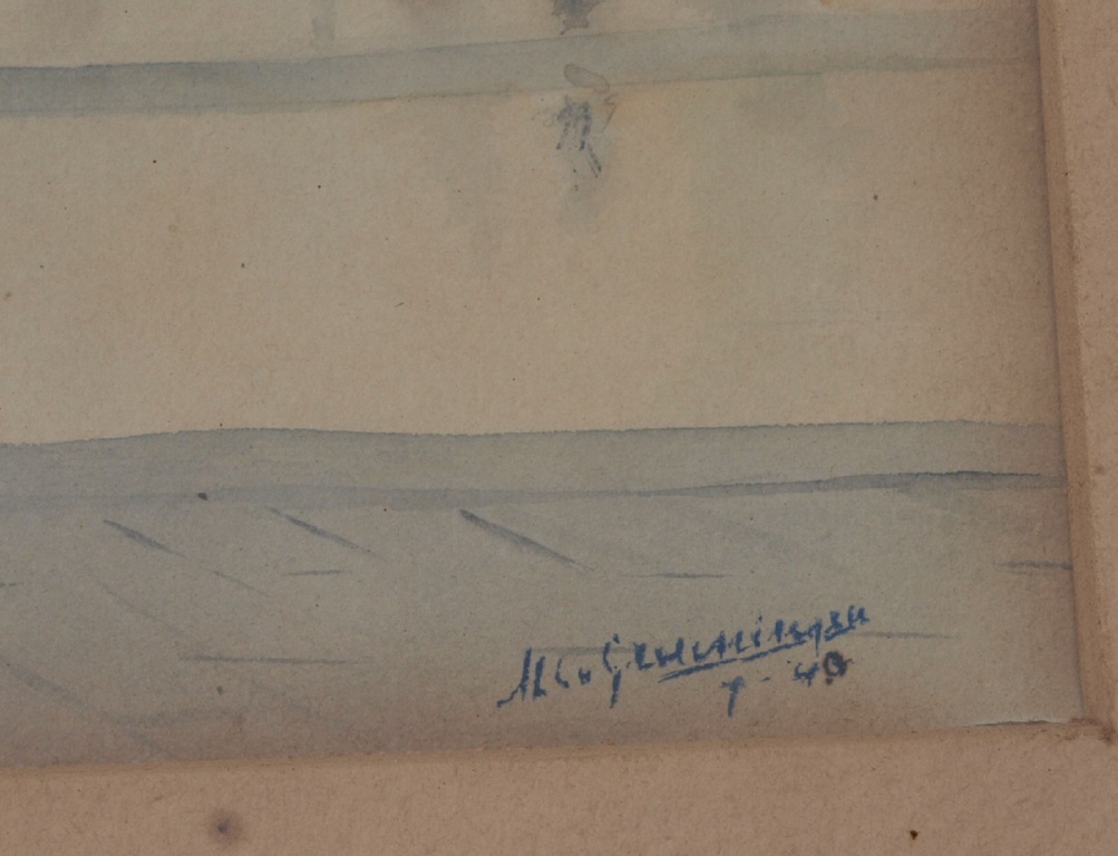 Onduidelijke signatuur : Aquarel , Kiosk – ingelijst – 1940 kopen? Bied vanaf 1!