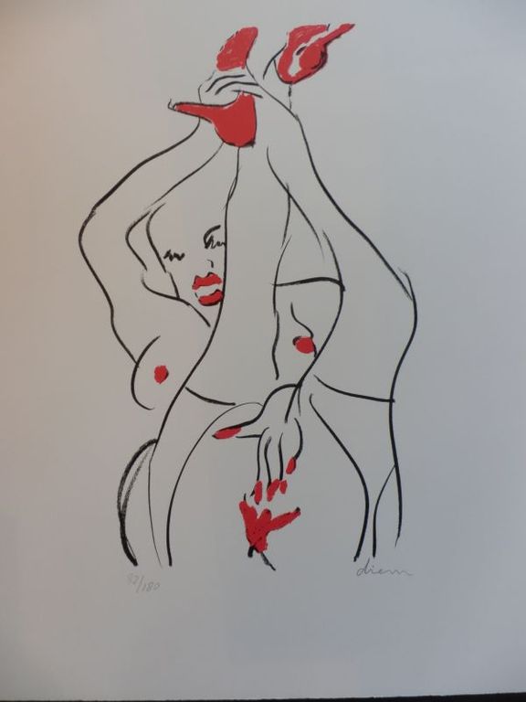 PETER DIEM  Gr Zeefdruk (50x60cm)  EROTISCH NAAKT  Handgesigneerd kopen? Bied vanaf 45!