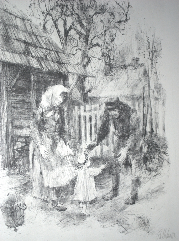 Nähe und Ferne (M.Buber) speciale litho 23/30,nieuwjaarsgroet 1982, met opdracht verkocht voor € 35!