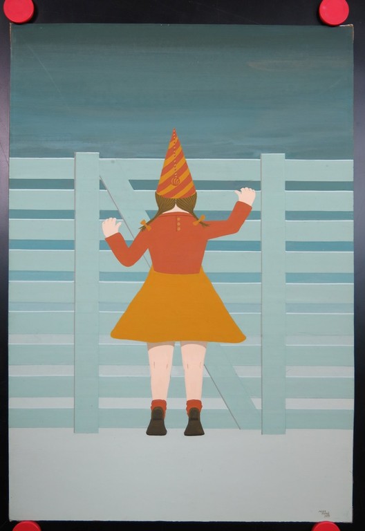 Jules Reek: Acryl op board, Meisje bij hek kopen? Bied vanaf 1!