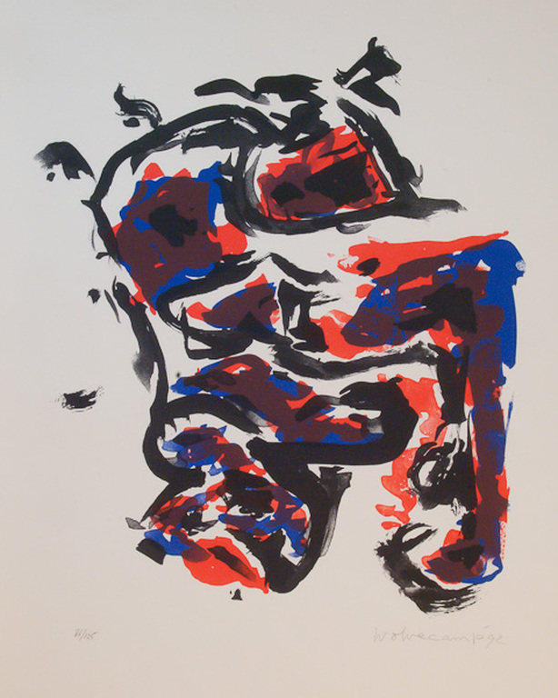 Theo Wolvecamp, Compositie in rood, zeefdruk kopen? Bied vanaf 45!