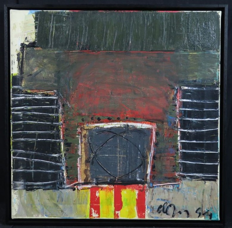 Leo de Jong: Gemengde techniek op doek, Zonder titel II - Ingelijst verkocht voor € 100!