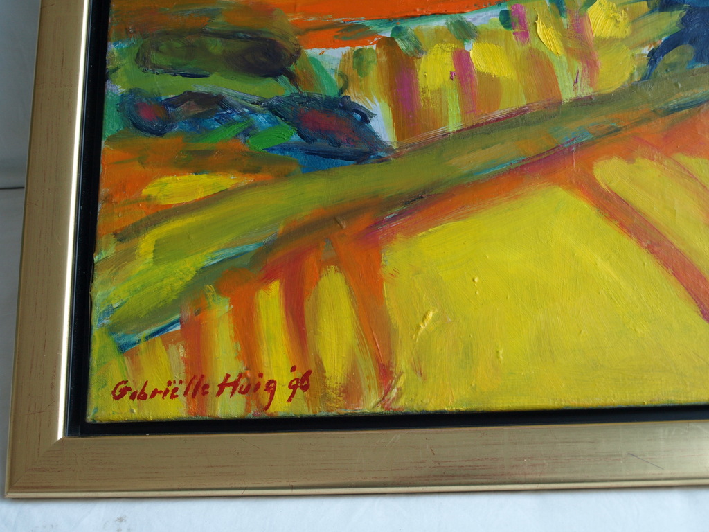 Gabriëlle Huig : Olieverf op doek , Landschap – gesigneerd & ingelijst –1996 kopen? Bied vanaf 1!