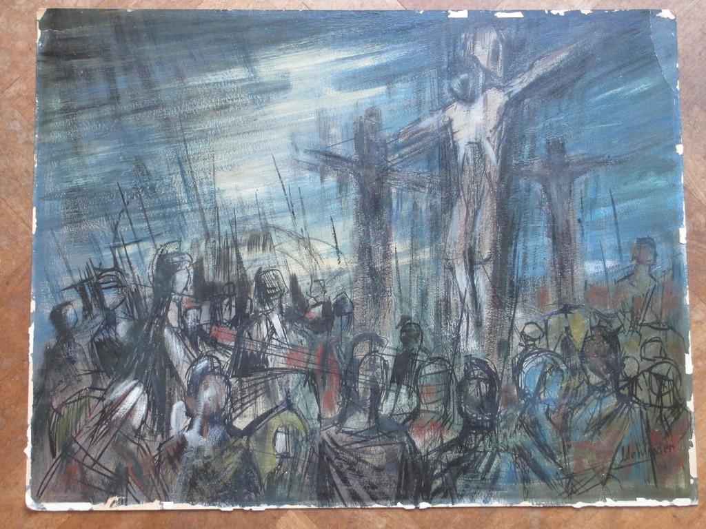 Janus de Winter, Kruisiging, Gemengde techniek kopen? Bied vanaf 120!