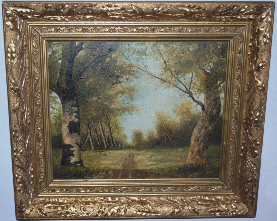 HAAGSE BOS 1909 -- OLIEVERF, BESCHREVEN ACHTERZIJDE -- FRAAI INGELIJST verkocht voor € 40!