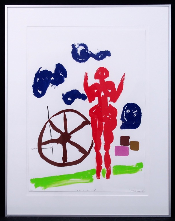 Alphons Freymuth: Zeefdruk, Man or animal - Ingelijst verkocht voor € 65!