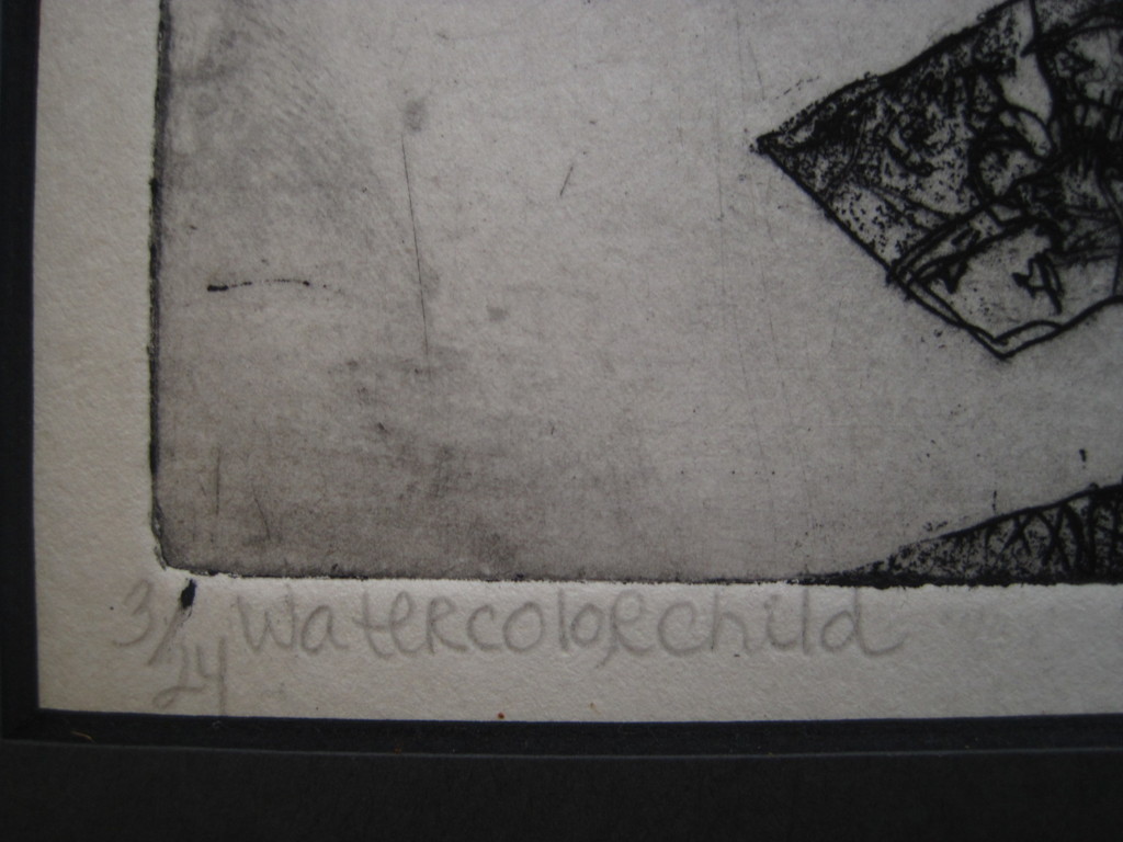 Hoogwaardige omstreeks 1960 droge naald Ets "Watercolor Child" gesigneerd   kopen? Bied vanaf 1!