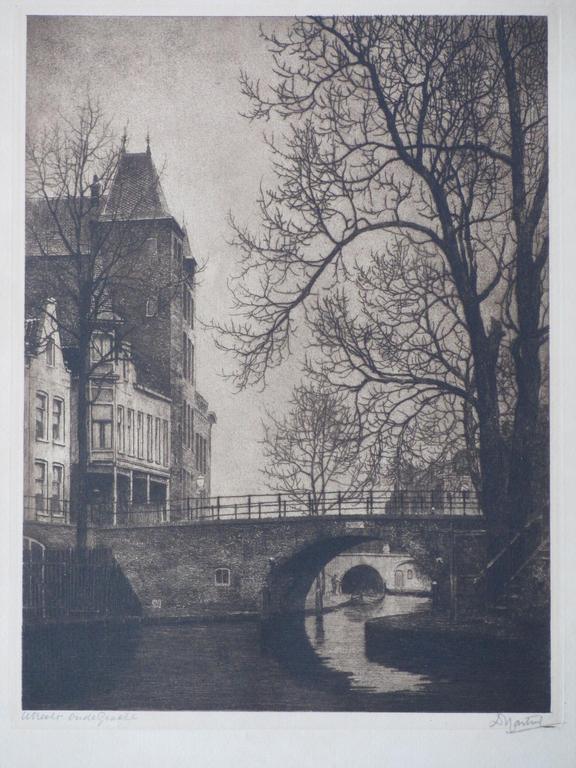 Dirk Harting, Utrecht Oude Gracht, Ets verkocht voor € 40!