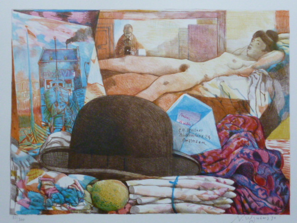 Nicolaas Wijnberg - kleurenlitho - Hommage à Breitner verkocht voor € 100!