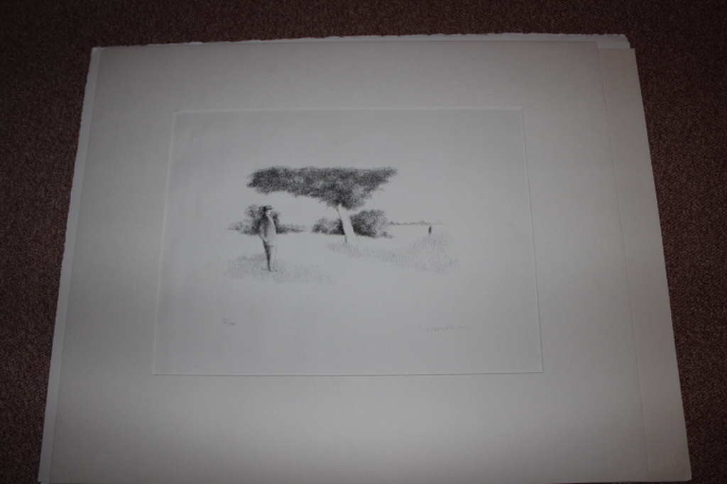 Litho Voorstelling van een figuur in landscha kopen? Bied vanaf 50!