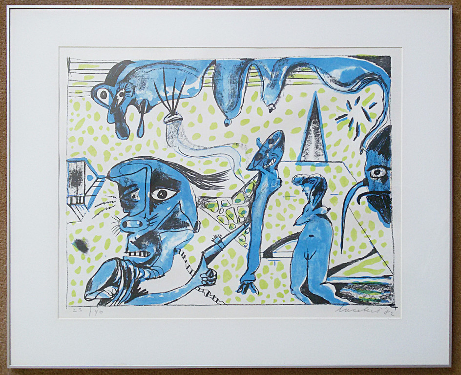 Lucebert - Blauwe figuren, litho (ingelijst) kopen? Bied vanaf 225!
