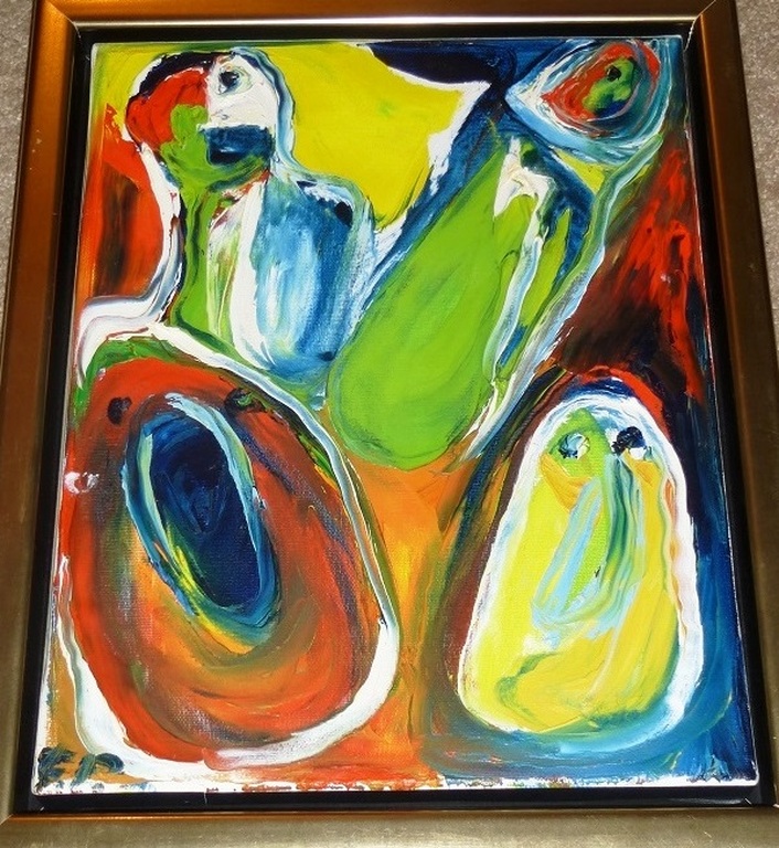 Finn Pedersen, ingelijst schilderij (Acryl op linnen), handgesigneerd  verkocht voor € 575!