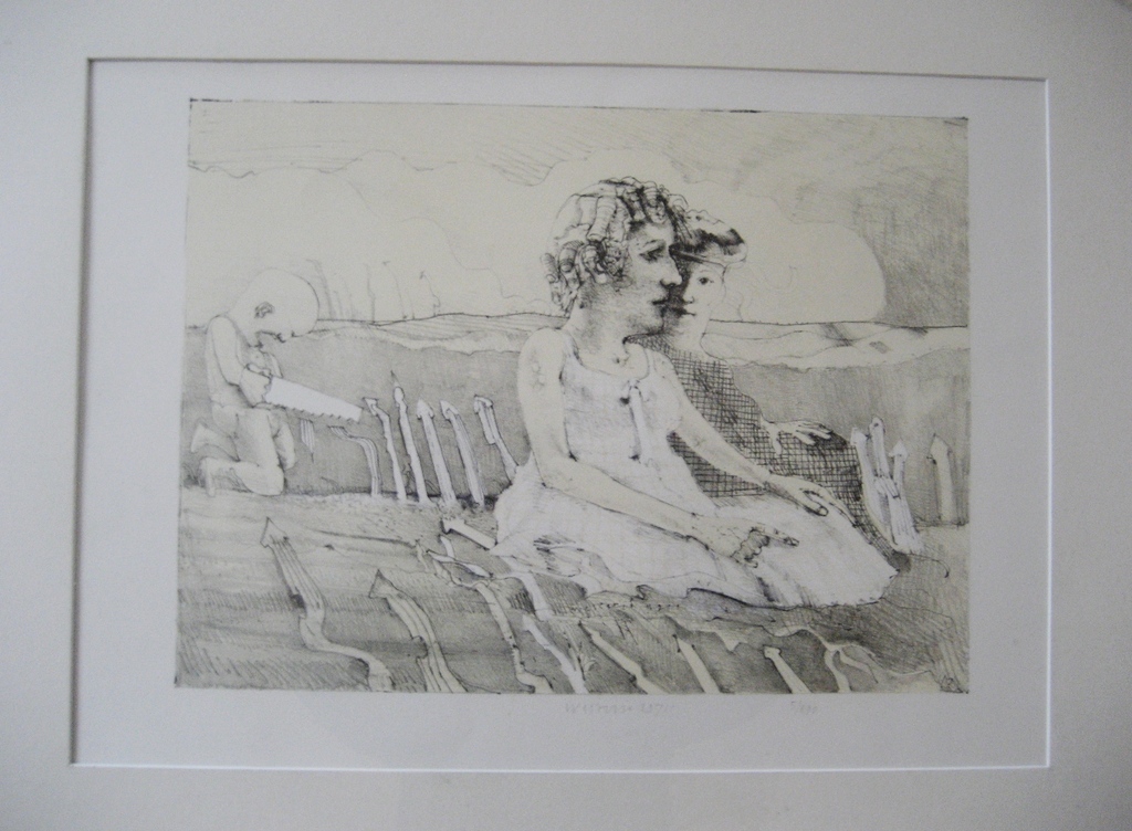 Co Westerik - lithografie - 3 figuren in het gras -  kopen? Bied vanaf 325!