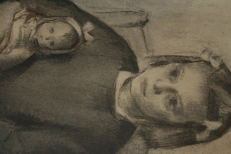 SUZANNE BOMHALS. Tekening. Meisje met pop. kopen? Bied vanaf 50!