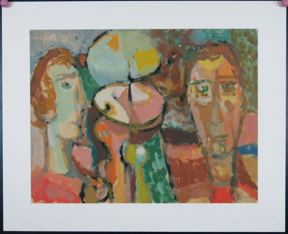 Henk Dorre: Acryl op papier, Man en vrouw kopen? Bied vanaf 150!