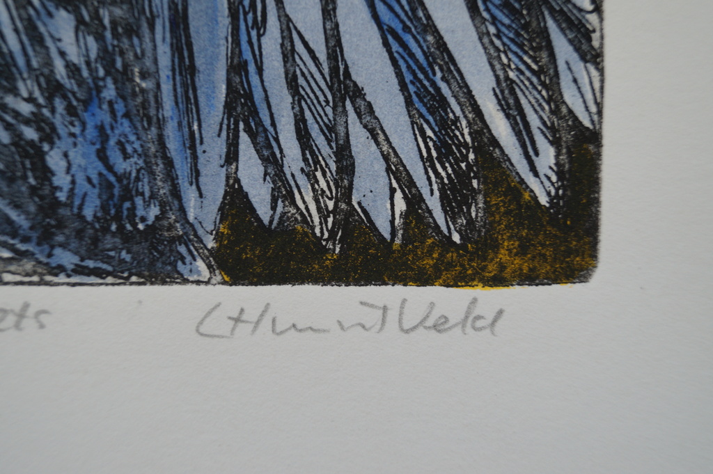 Loes Huis in 't Veld - gesigneerde ingekleurde ets - Merel kopen? Bied vanaf 1!