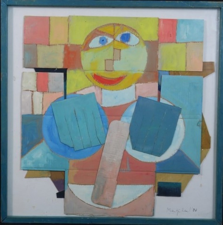 Meertje Kaal: Collage van karton, Z.T. - Ingelijst verkocht voor € 80!