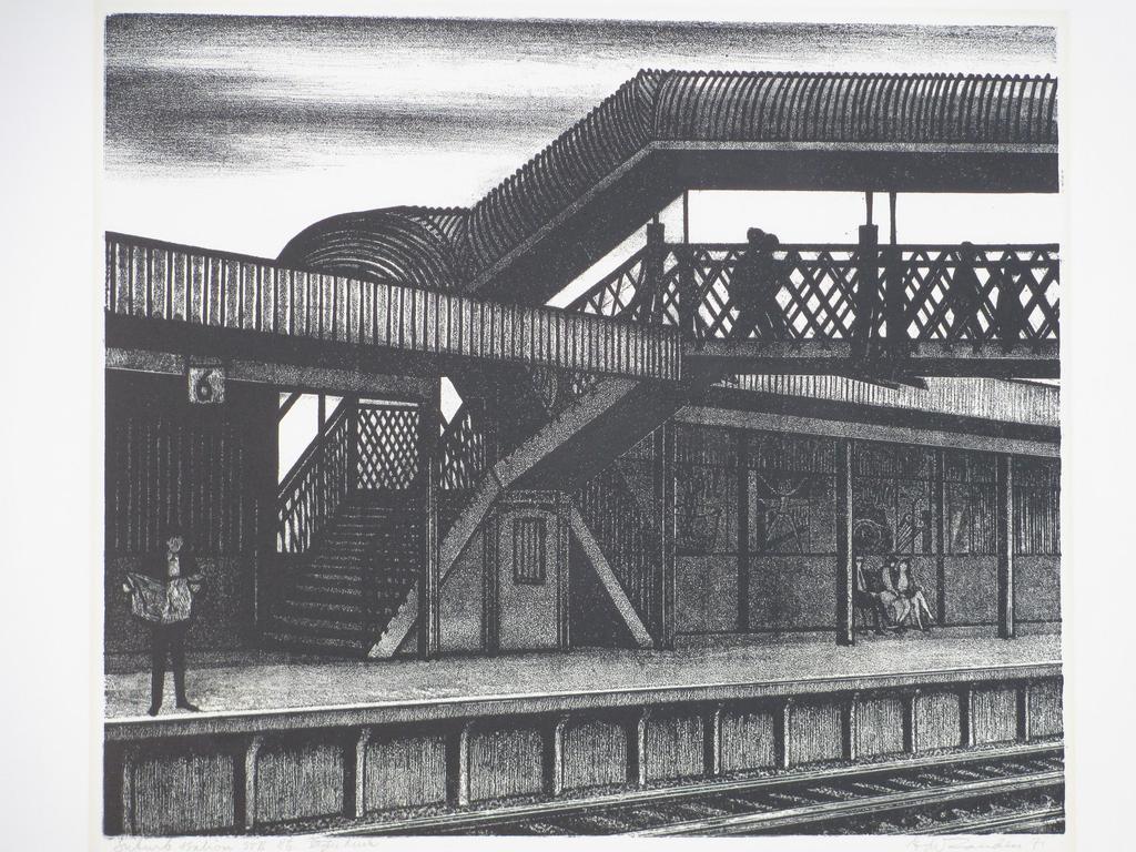Ed van Zanden, Suburb Station London, Litho 1971 verkocht voor € 40!