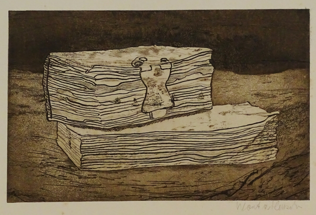 Wout van Heusden, Stilleven met twee boeken, ets, 3e staat, 1946 kopen? Bied vanaf 1!