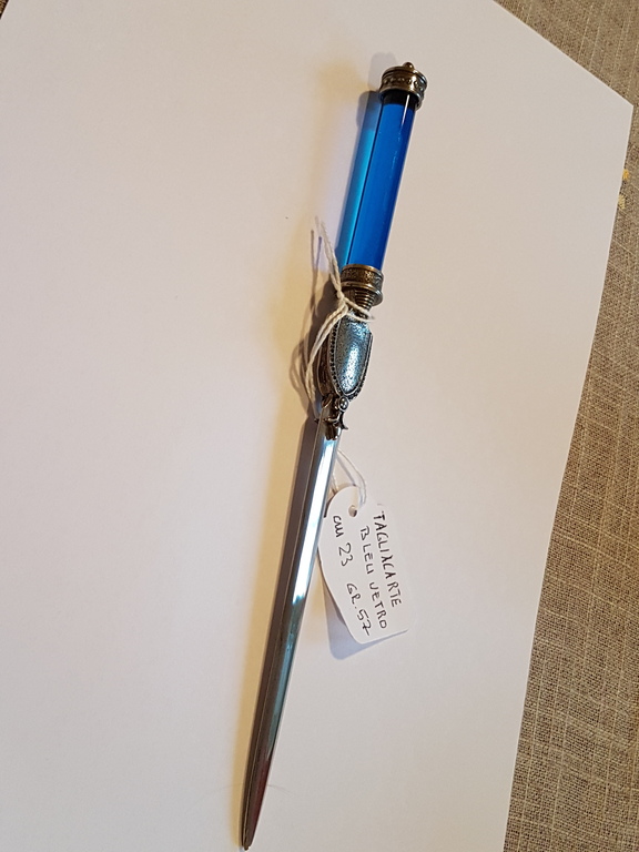 Opener in kobaltblauw Murano glas-Venezia-glas handvat blauw chalcedoon kopen? Bied vanaf 20!