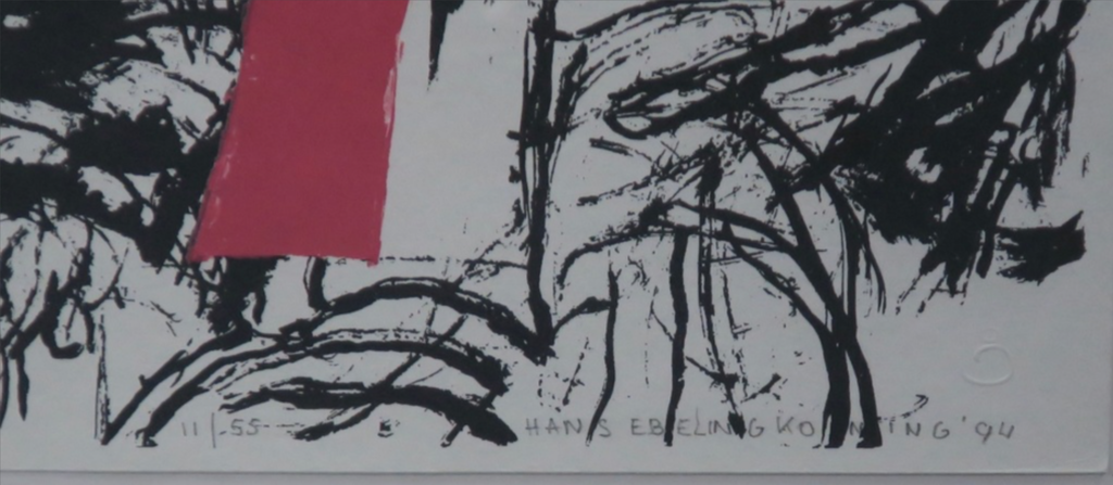 Hans Ebeling Koning: Zeefdruk, Zonder titel geel) -Ingelijst kopen? Bied vanaf 50!