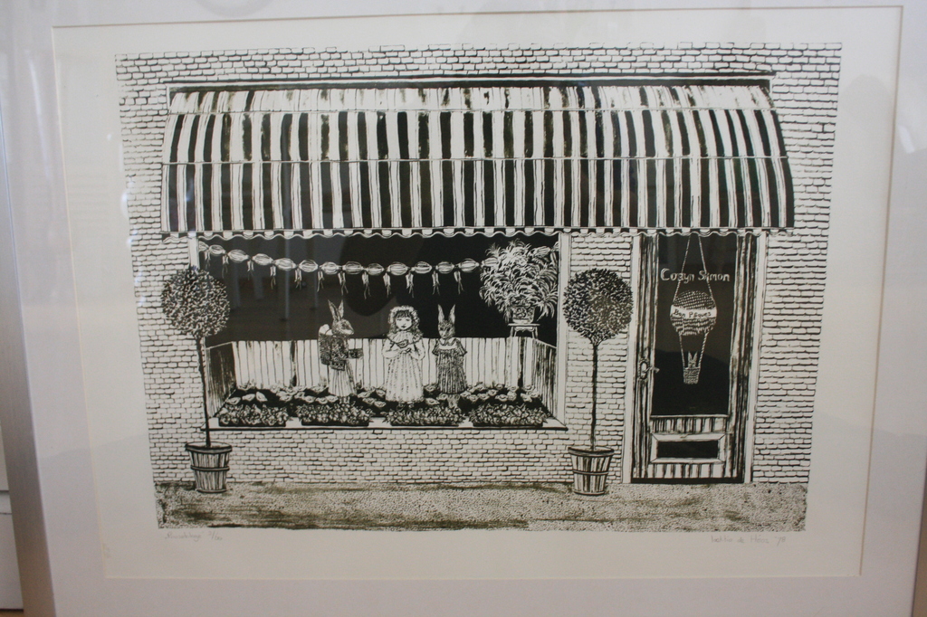 Laetitia de Haas, zwart/wit ets. Paasetalage verkocht voor € 50!