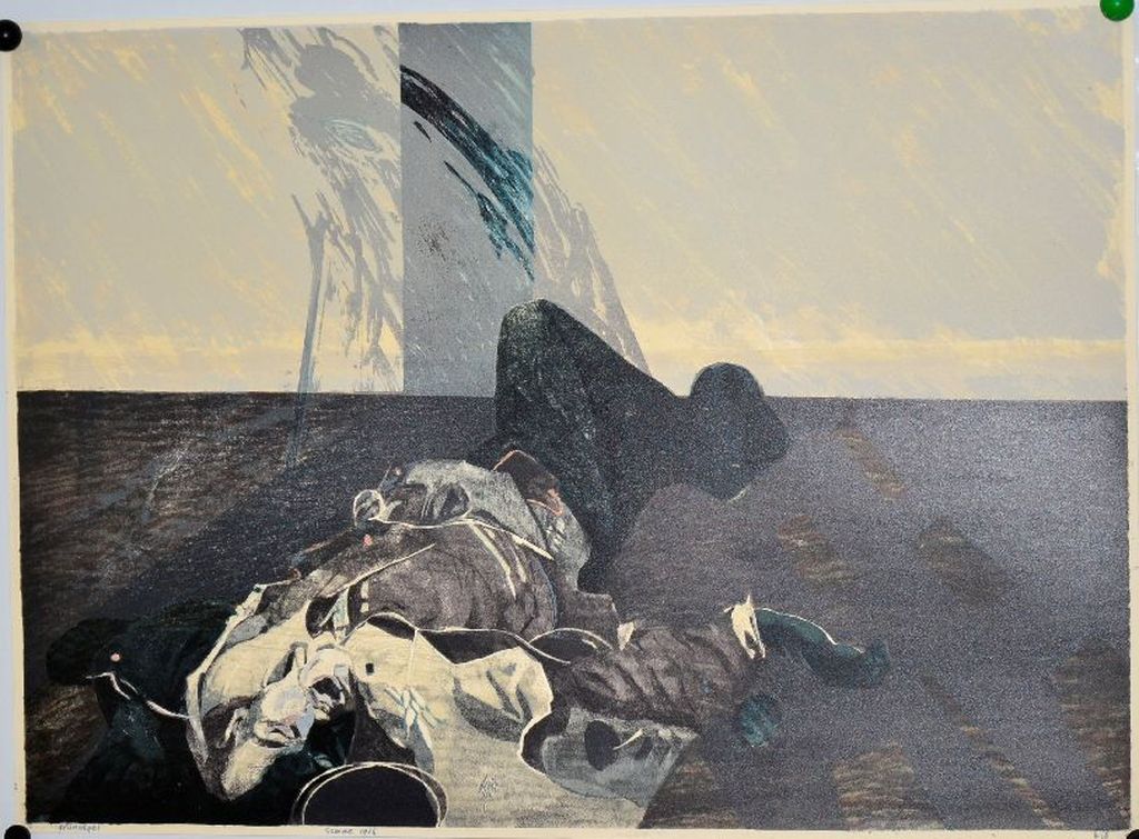 Grunnagel: (Chris Buursen): Kleurenlitho. "Somme 1916" verkocht voor € 35!