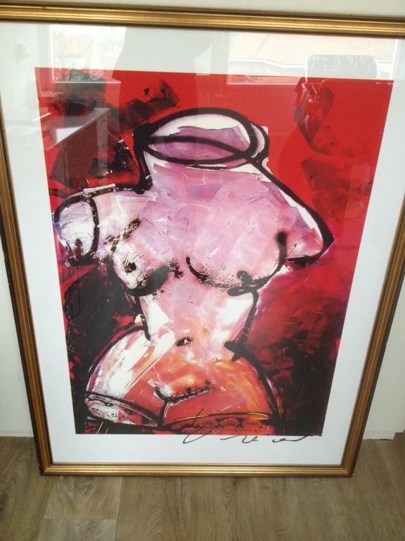 Herman Brood, grote gesigneerde zeefdruk, Torso Rood verkocht voor € 750!